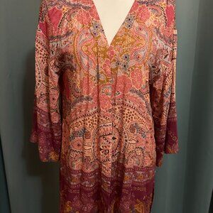 Soft Surroundings Boho Paisley Open Front Kimono Cardigan Small